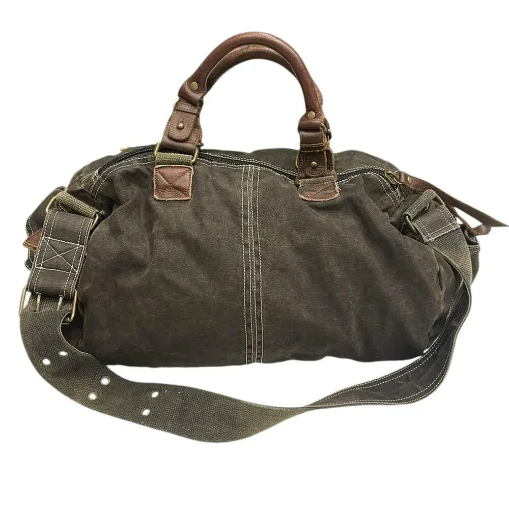 Bed stu military style leather/canvas bag